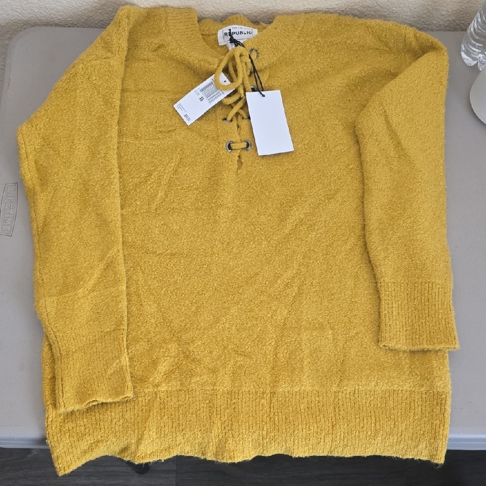 For The Republic Yellow Crew Neck Sweater